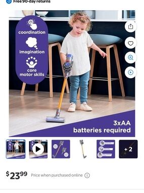 Kids' Role-Play Cordless Vacuum Toy - Purple & Orange